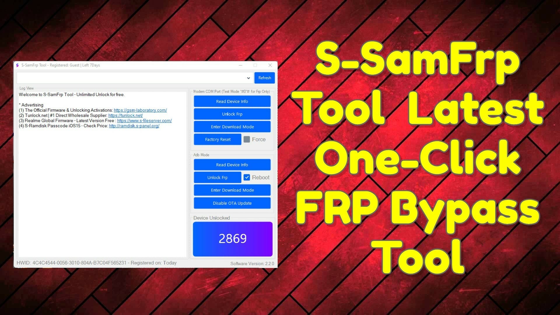 S-samfrp tool v2. 2. 0 latest one-click frp bypass tool