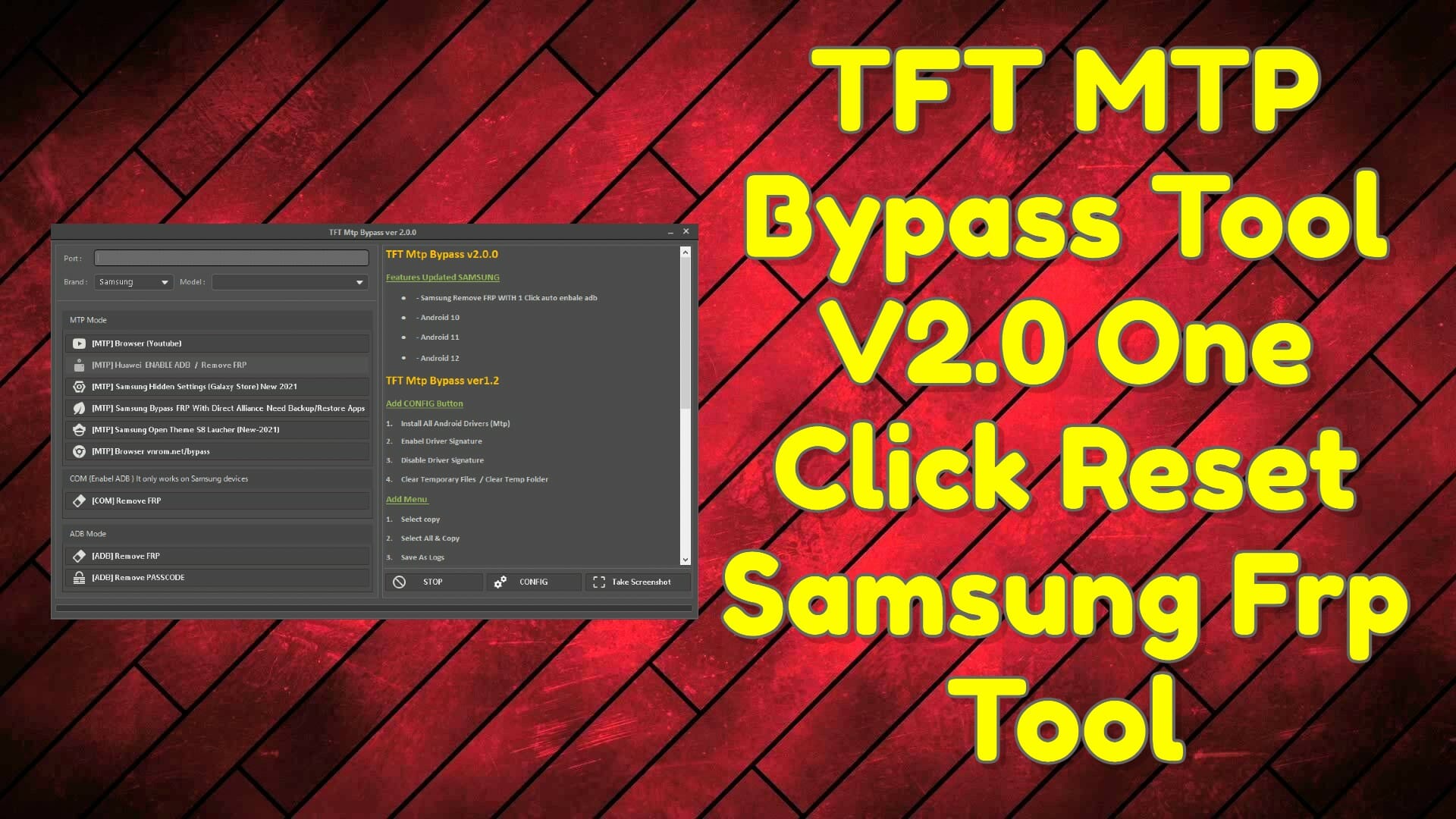 TFT MTP Bypass Tool V2.0.1 1Click AutoFRP Unlock Samsung Free Tool