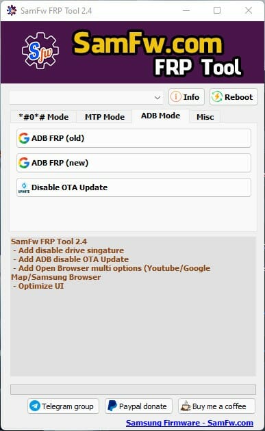 Download SamFw FRP Tool 2.4 Remove Samsung FRP One Click 2