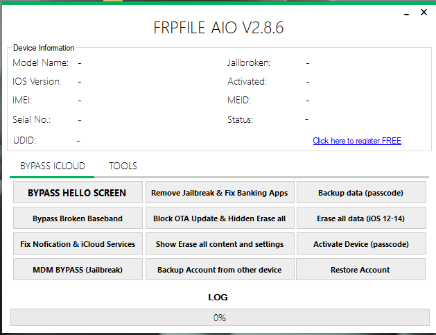 iFrpfile All In One iCloud Tool AIO v2.8.6 Latest Free Tool