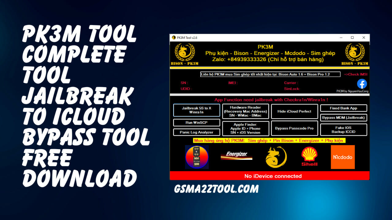 Pk3m tool v2. 6 complete tool jailbreak to icloud bypass tool free download