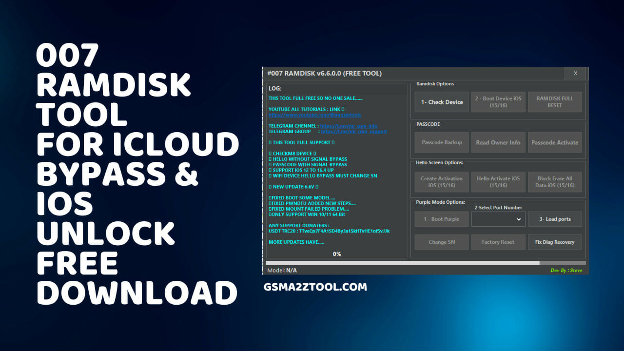 007 ramdisk tool v6. 6 for icloud bypass & ios unlock free download
