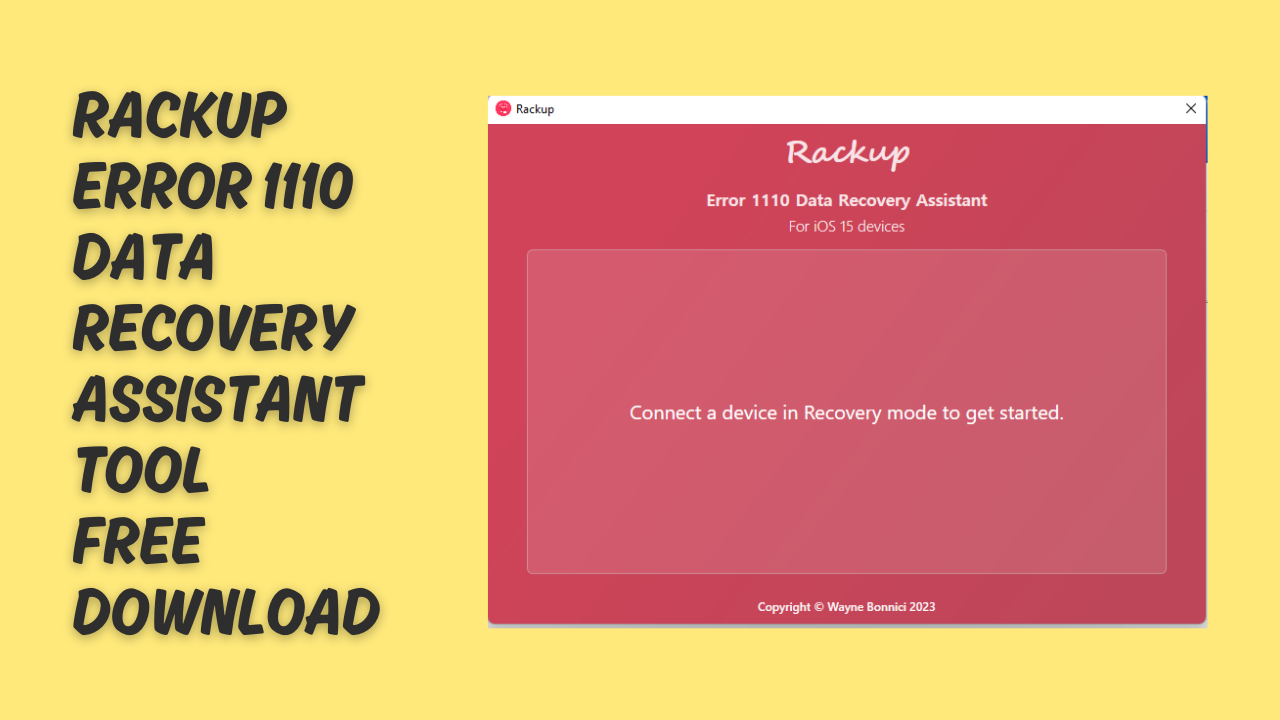 Rackup error 1110 data recovery assistant tool free download
