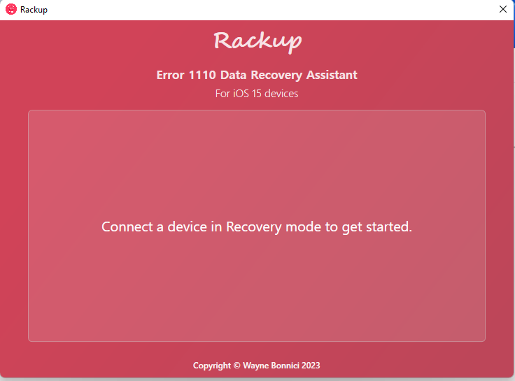 Rackup Error 1110 Data Recovery Assistant