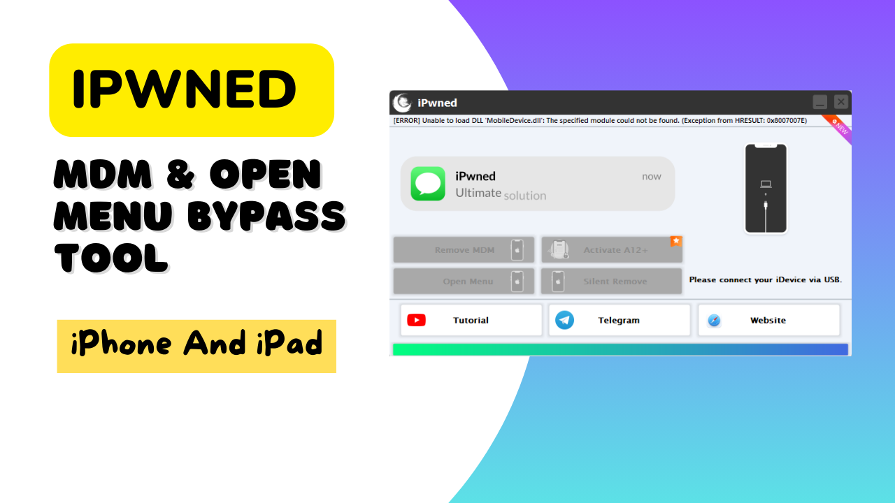 Ipwned free mdm & open menu bypass tool for iphone and ipad